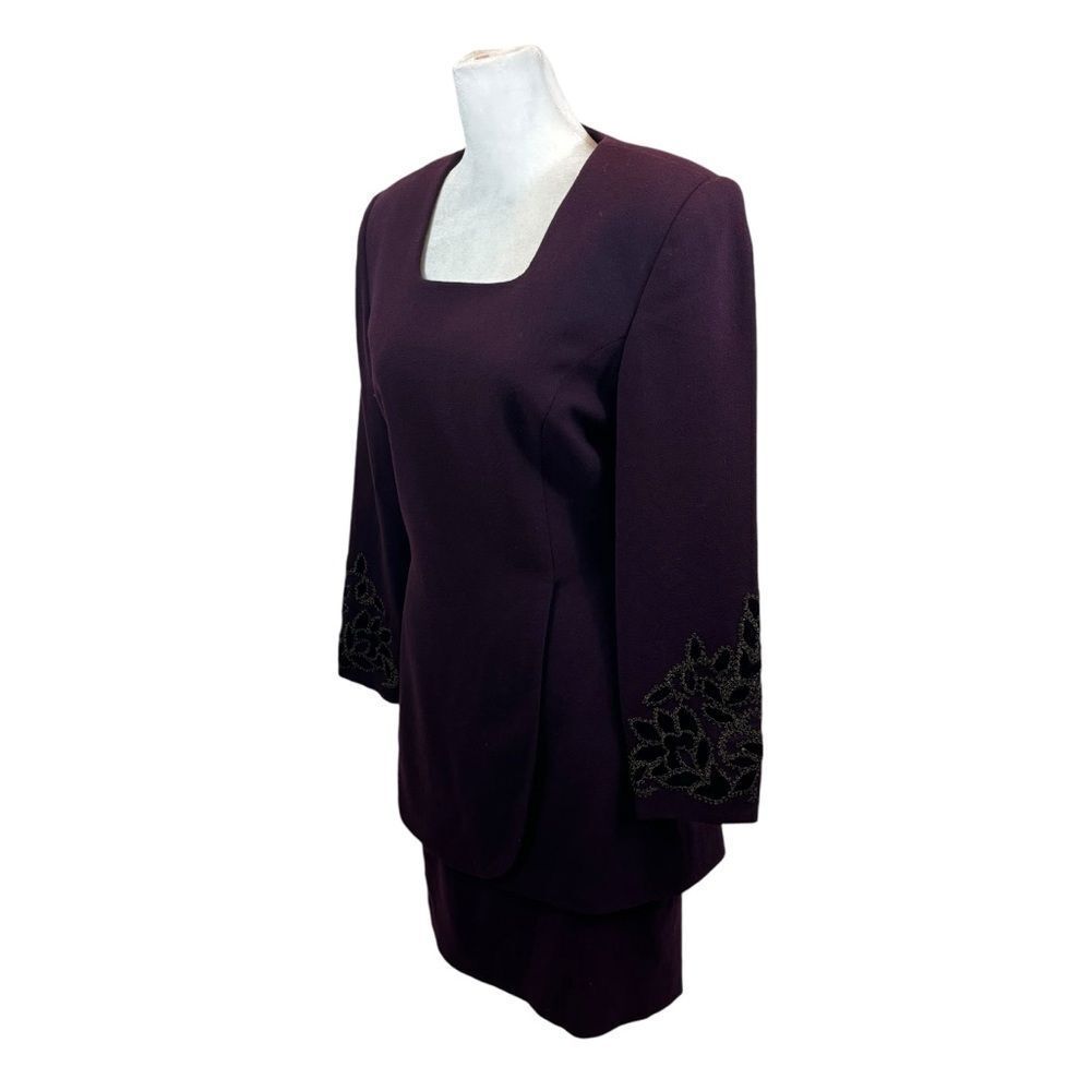 Ladies Nolan Miller Long Sleeve Square Neck Burgundy Formal Dress Size 4